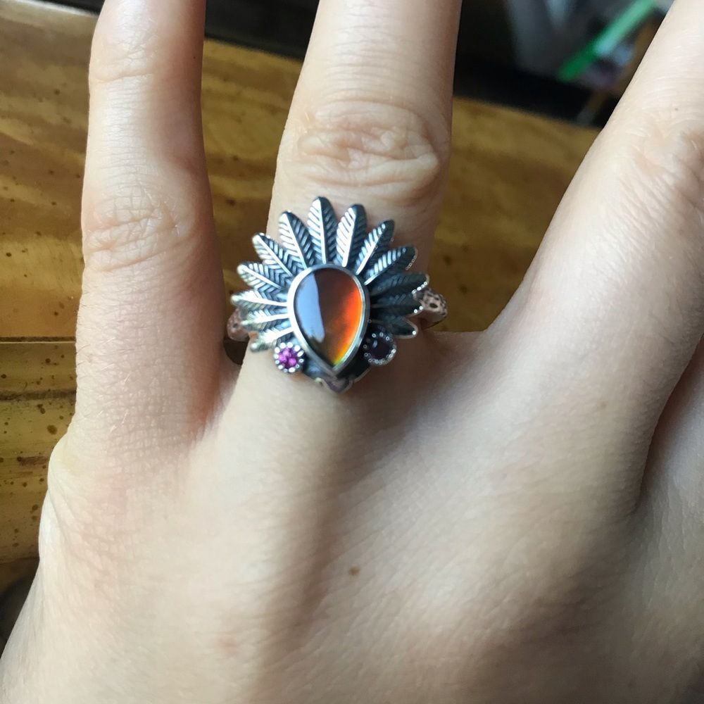 Canadian Ammolite Sterling Silver Ring Size 8